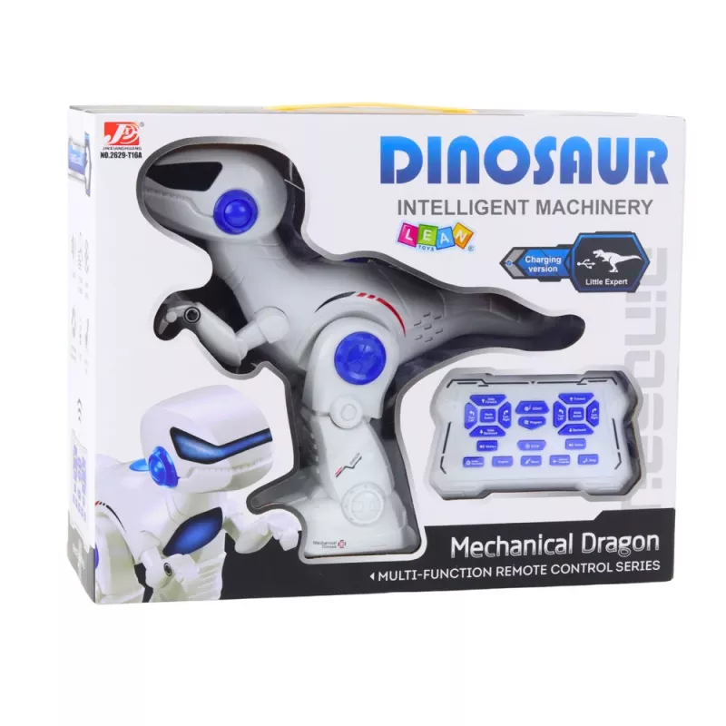LEAN TOYS Robô dinossauro RC inteligente Tyrannosaurus Rex telecomandado – 2,4 GHz, olhos LED, sons de rugido