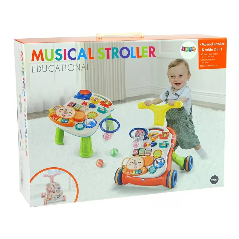 LEAN TOYS Andador interativo para bebé mesa 2 em 1 vermelho