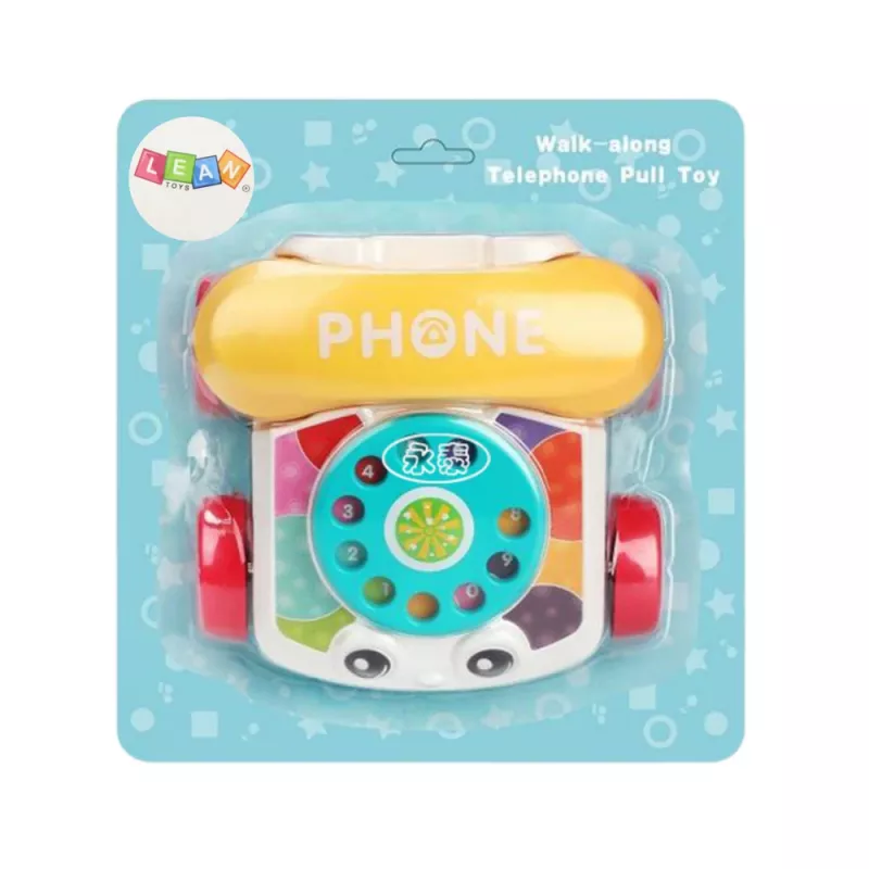 LEAN TOYS Telefone de arrastar interativo colorido com rodas