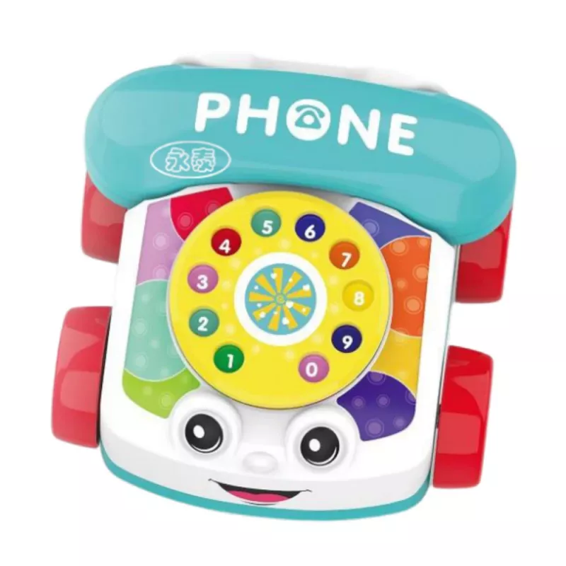 LEAN TOYS Telefone de arrastar interativo colorido com rodas