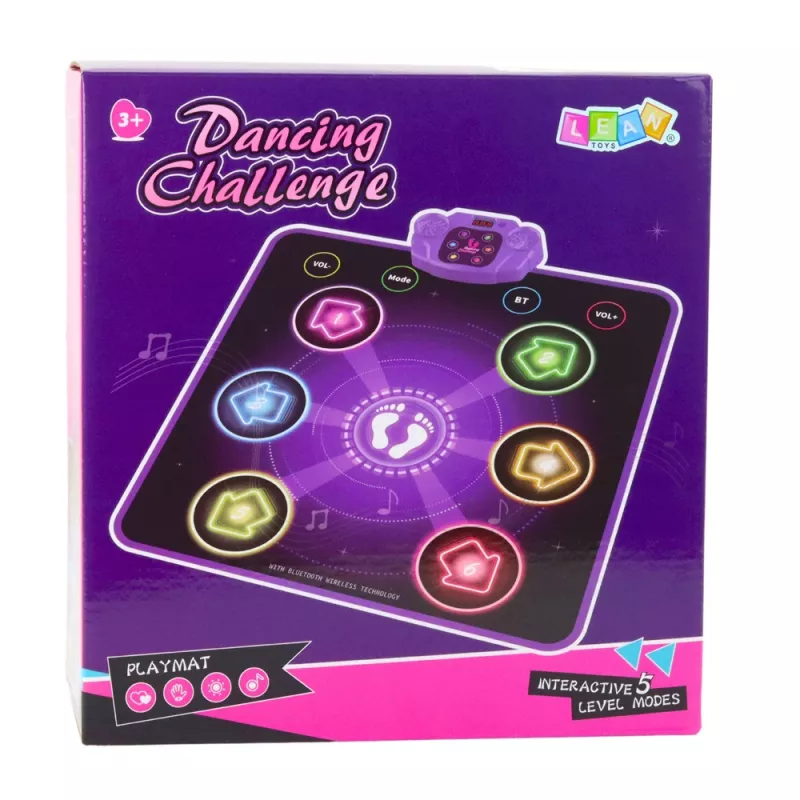 Tapete de dança interativo para crianças LEAN TOYS com Bluetooth 5.0, 5 modos de jogo e 3 idiomas