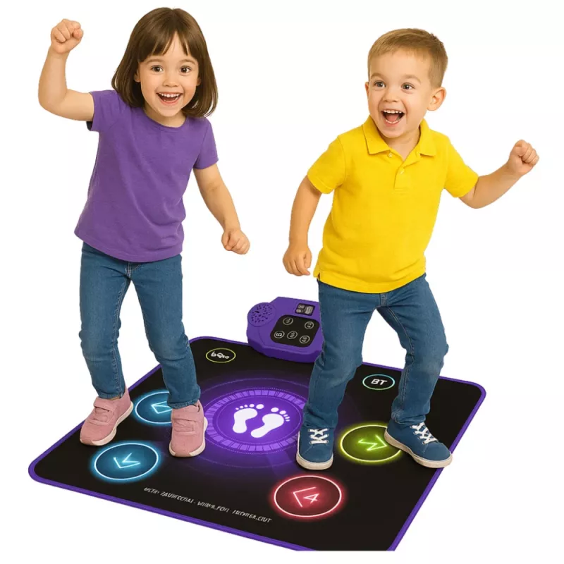Tapete de dança interativo para crianças LEAN TOYS com Bluetooth 5.0, 5 modos de jogo e 3 idiomas