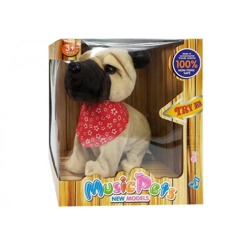 LEAN TOYS Cão interativo com trela, ladra, abana a cauda, sensores