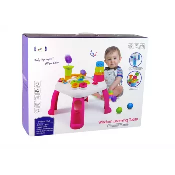 LEAN TOYS Mesa de Aprendizagem Interativa com Pista de Bolas e Escorrega Azul