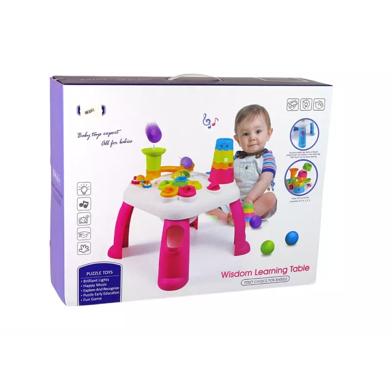 LEAN TOYS Mesa de Aprendizagem Interativa com Pista de Bolas e Escorrega Azul