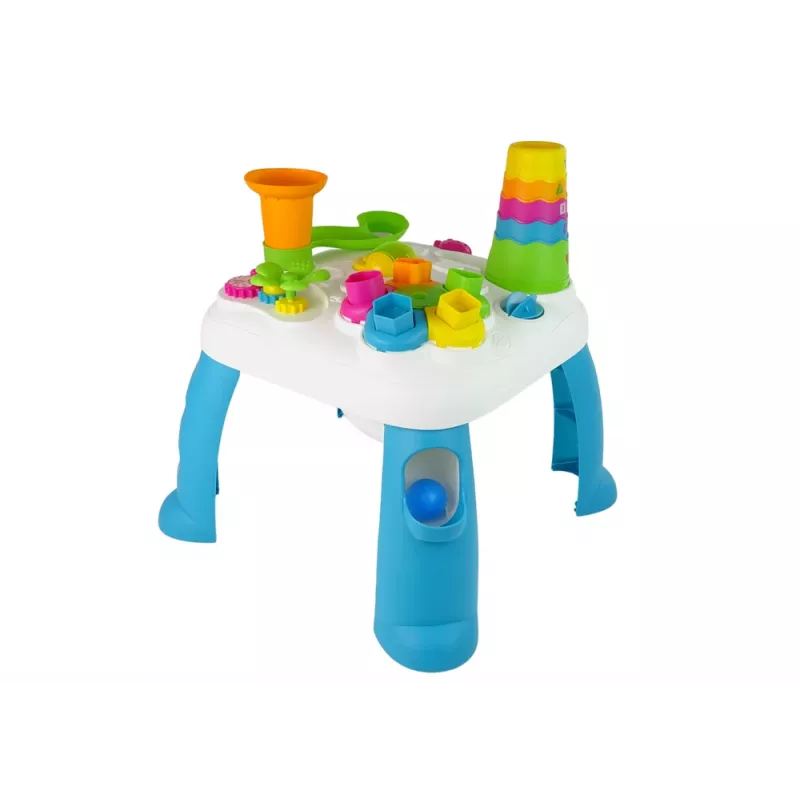 LEAN TOYS Mesa de Aprendizagem Interativa com Pista de Bolas e Escorrega Azul