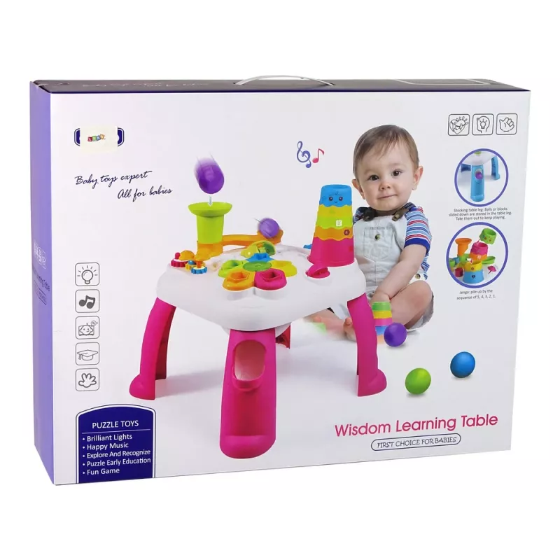 LEAN TOYS Mesa de Aprendizagem Interativa Classificador de Bolas Escorrega Rosa