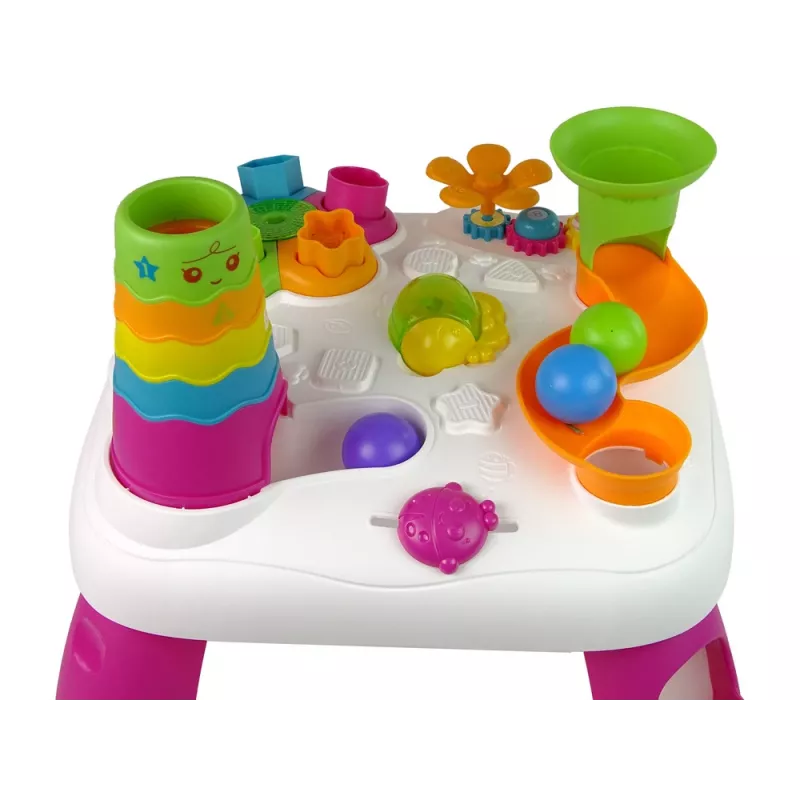 LEAN TOYS Mesa de Aprendizagem Interativa Classificador de Bolas Escorrega Rosa