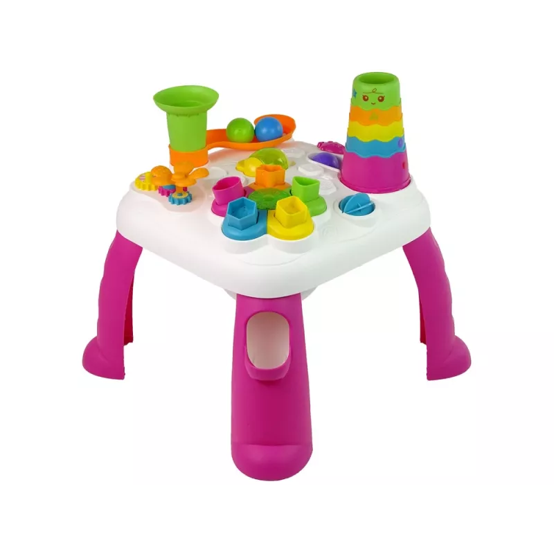 LEAN TOYS Mesa de Aprendizagem Interativa Classificador de Bolas Escorrega Rosa