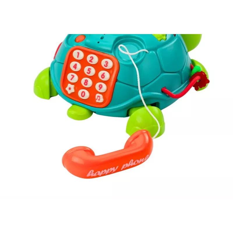 LEAN TOYS Telefone Tartaruga Interativo de Aprendizagem 6em1 Luzes Sons Verde