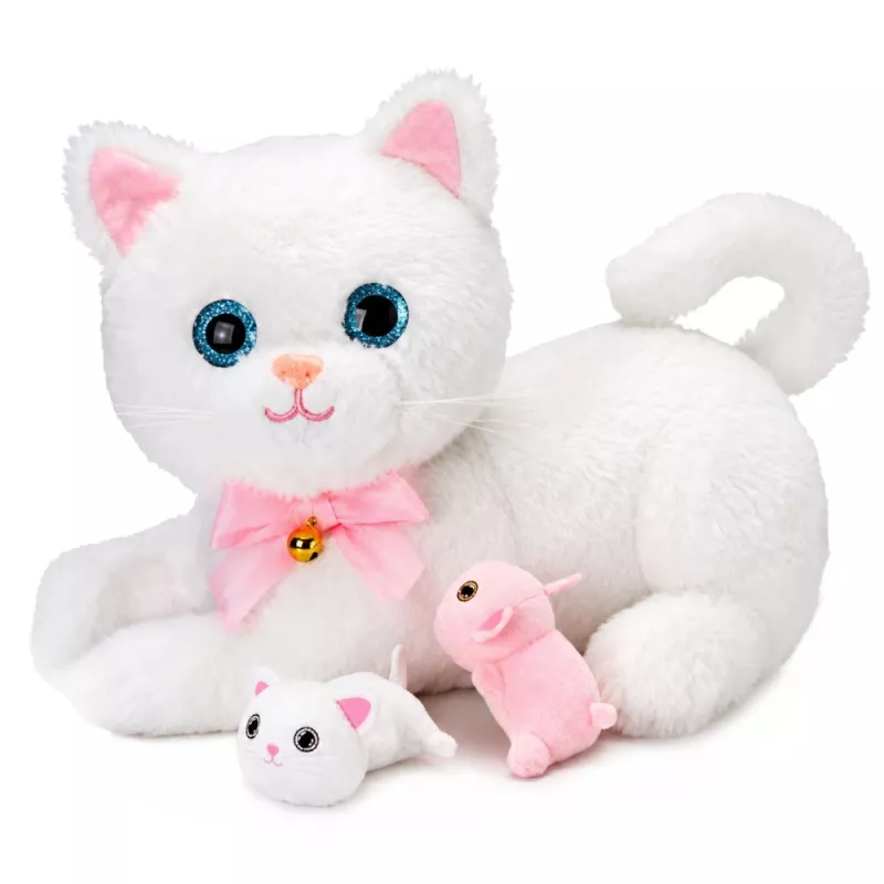 LEAN TOYS Gatinho interativo com biberão e pequenos sons melodias gravação branco