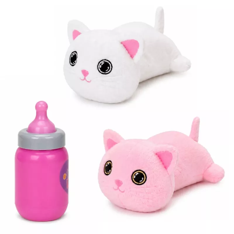 LEAN TOYS Gatinho interativo com biberão e pequenos sons melodias gravação branco