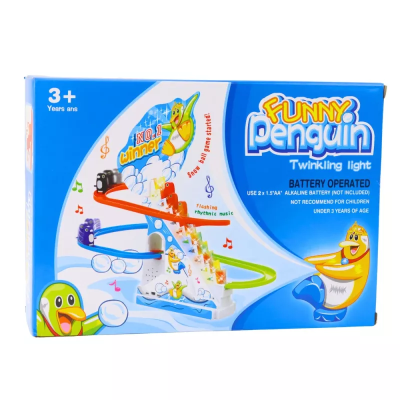 LEAN TOYS Conjunto interativo de escadas rolantes de pinguim para crianças