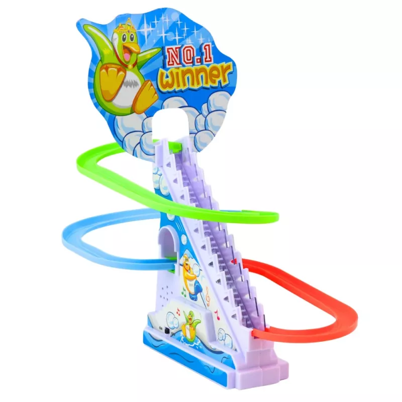 LEAN TOYS Conjunto interativo de escadas rolantes de pinguim para crianças