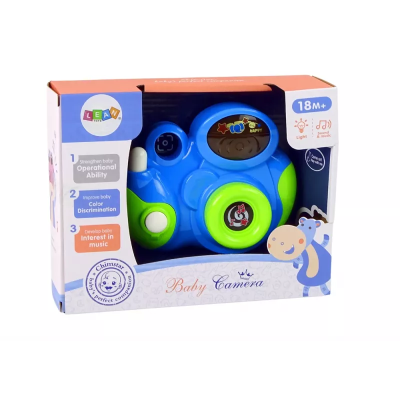 LEAN TOYS Máquina fotográfica interativa para bebés com melodias de luz e som, cor azul