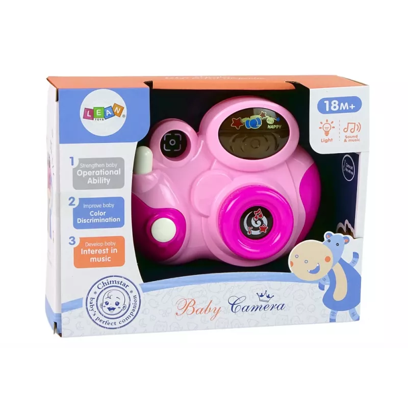 LEAN TOYS Máquina fotográfica interativa para bebés com melodias de luz e som, cor rosa