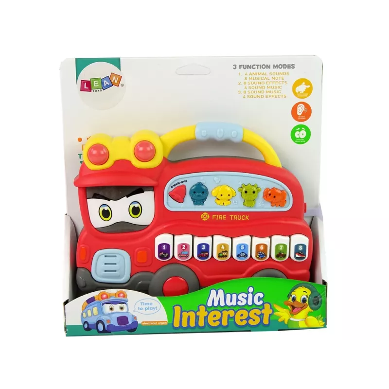 LEAN TOYS Piano Interativo Bombeiros Sons de Animais Veículo Melodias