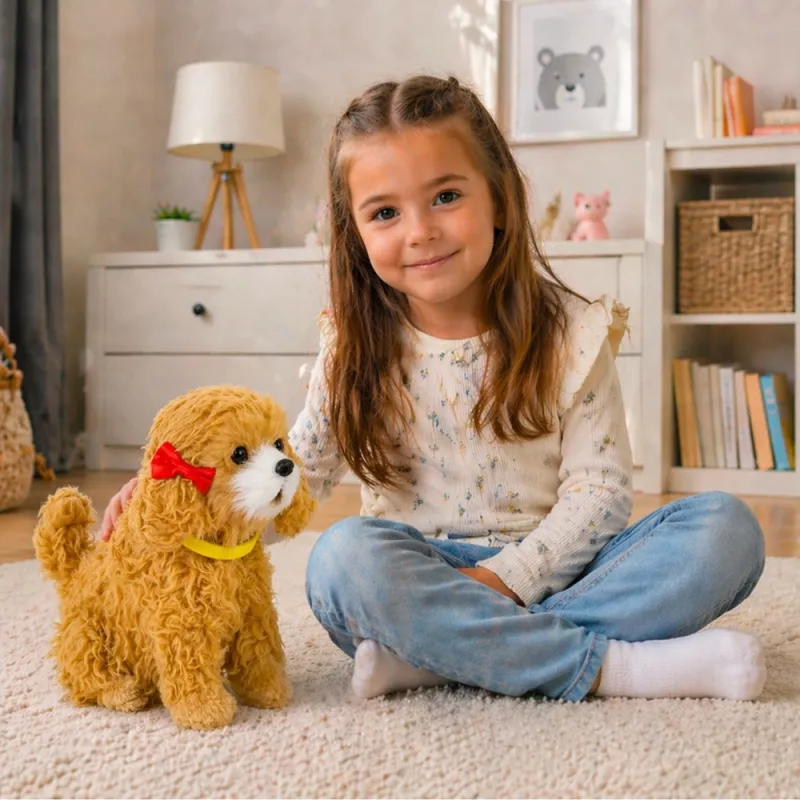 LEAN TOYS Cão de Peluche Interativo com Pelo Macio, Raça Caniche