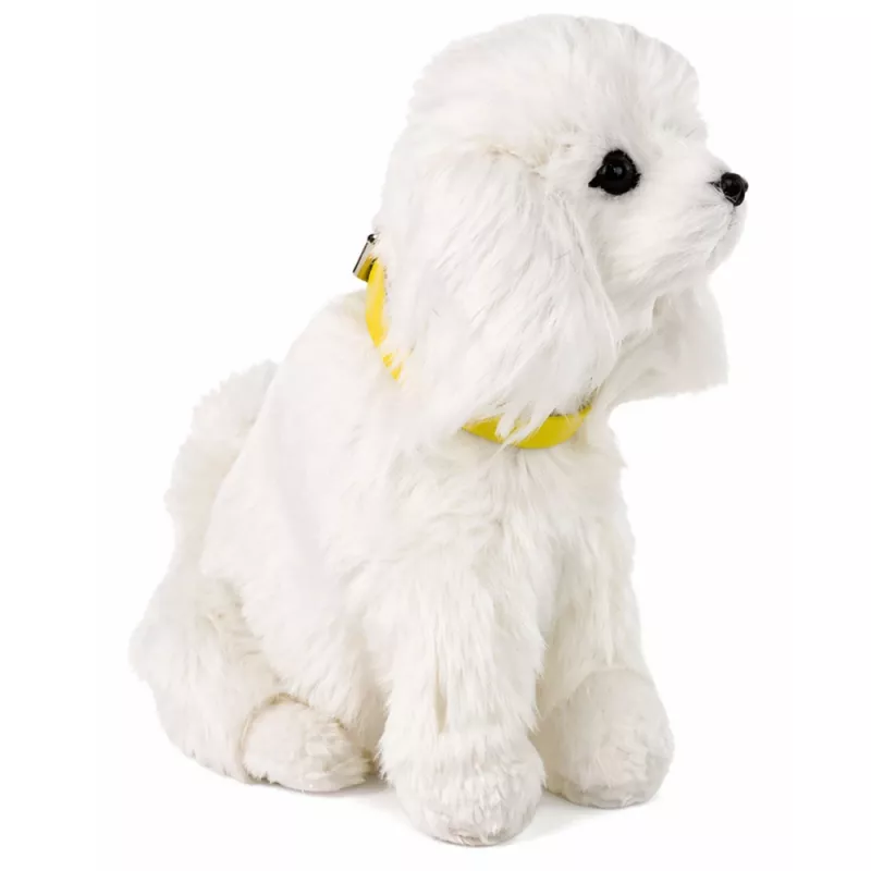 LEAN TOYS Cão de Peluche Interativo com Pelo Macio, Caniche, Fazer Festas na Cabeça e Descobrir Funções