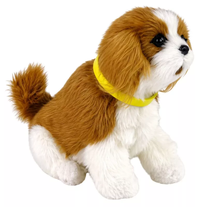 LEAN TOYS Cão de Peluche Interativo, Pelo Macio, Raça Cavalier, Fazer Festas na Cabeça e Descobrir Funções
