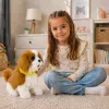 LEAN TOYS Cão de Peluche Interativo, Pelo Macio, Raça Cavalier, Fazer Festas na Cabeça e Descobrir Funções