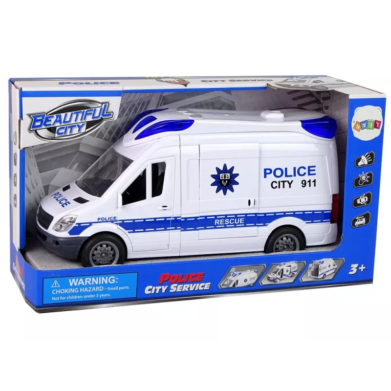 LEAN TOYS Carro de Polícia Rádio Interativo com Efeitos de Luz e Som, Portas que Abrem