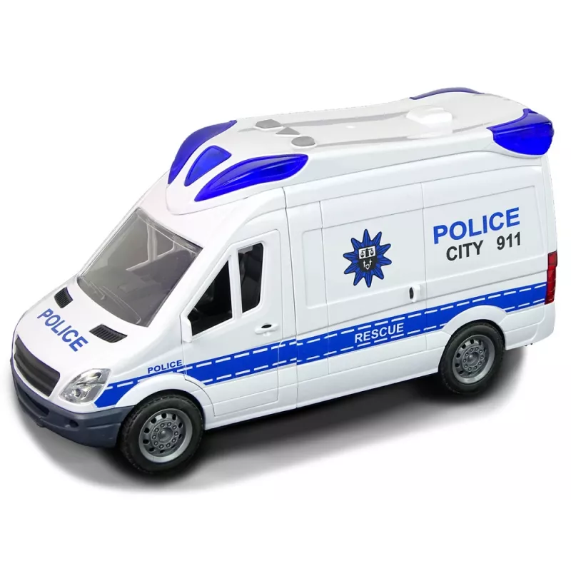 LEAN TOYS Carro de Polícia Rádio Interativo com Efeitos de Luz e Som, Portas que Abrem