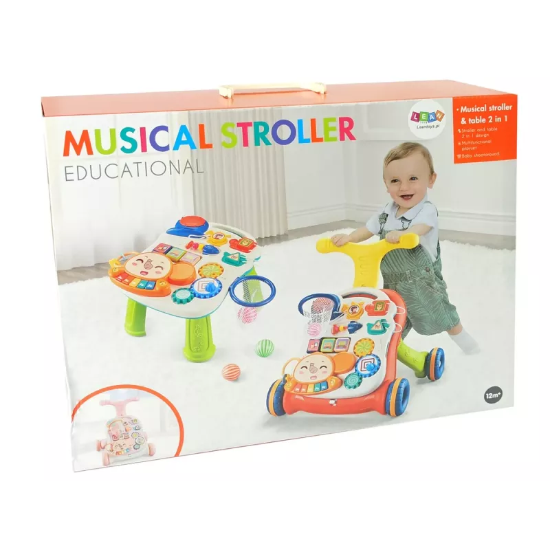 LEAN TOYS Andador interativo e mesa de atividades 2 em 1 rosa