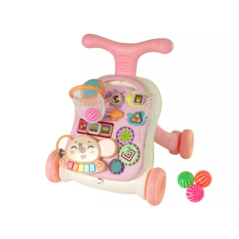 LEAN TOYS Andador interativo e mesa de atividades 2 em 1 rosa