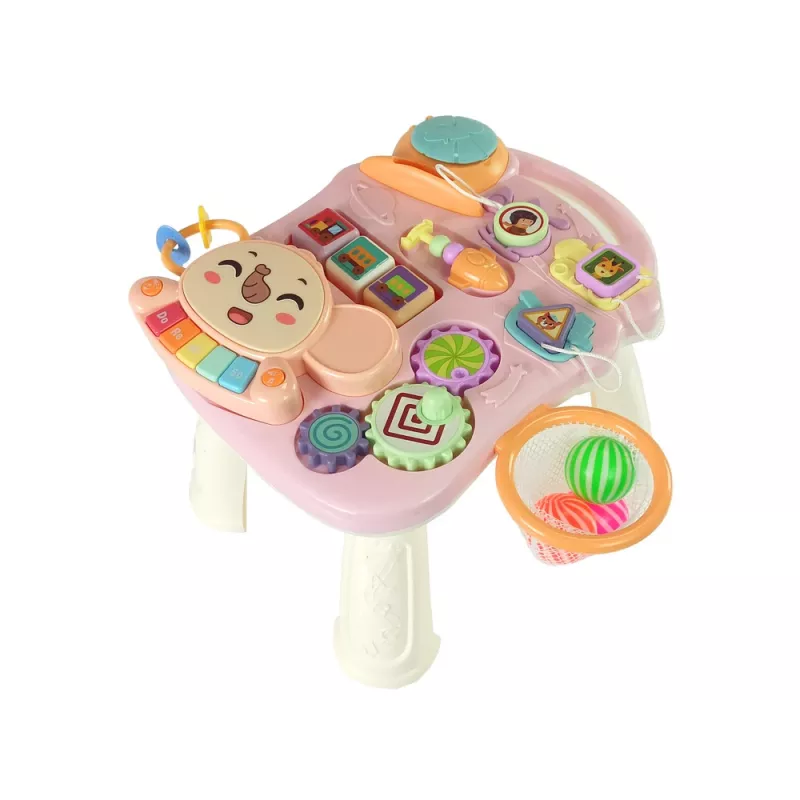 LEAN TOYS Andador interativo e mesa de atividades 2 em 1 rosa
