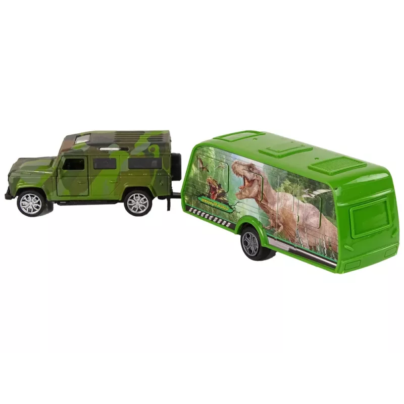 Conjunto de veículo Jeep LEAN TOYS com atrelado de dinossauro rebocável