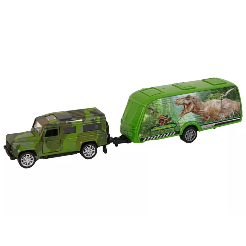 Conjunto de veículo Jeep LEAN TOYS com atrelado de dinossauro rebocável