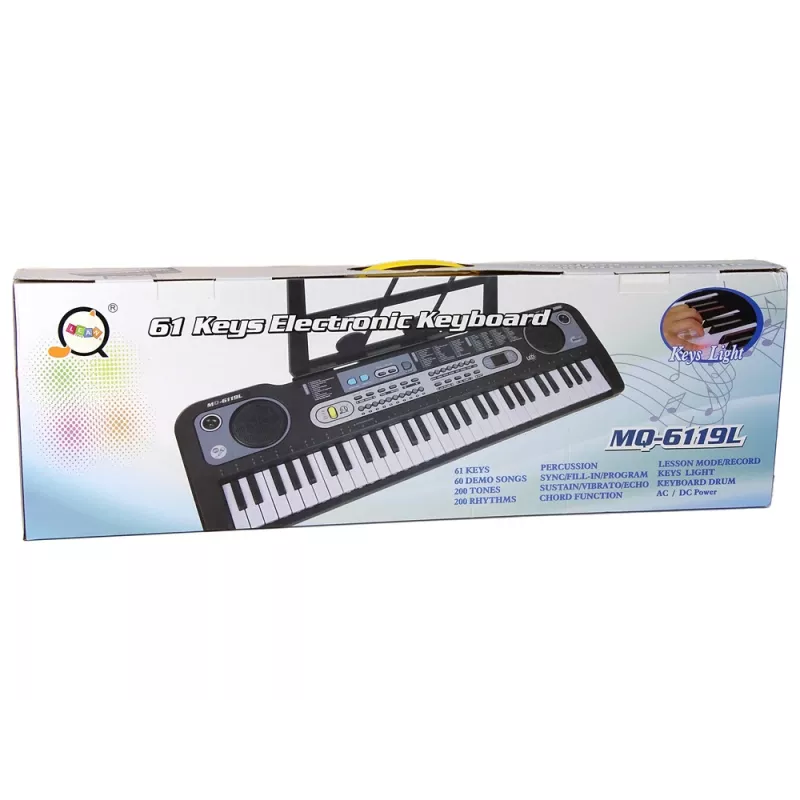 LEAN TOYS Teclado com microfone instrumento musical para crianças Preto