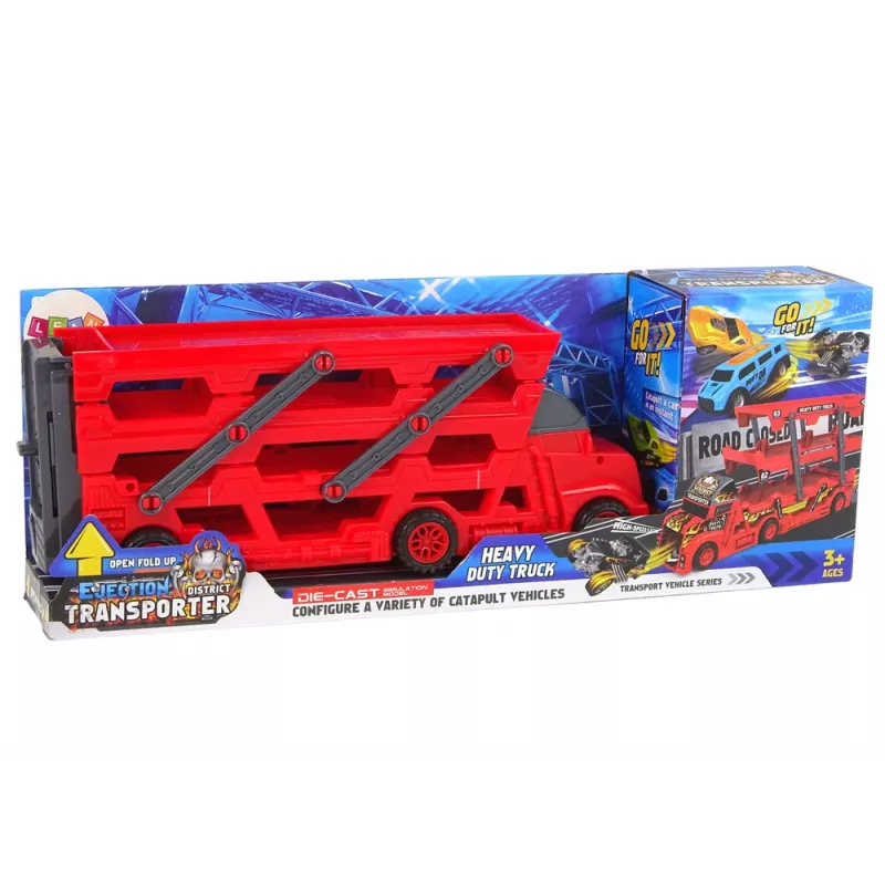 LEAN TOYS Camião Reboque Grande de 3 Andares Camião de Carga Pesada com Rampa de Lançamento de Carros Extensível