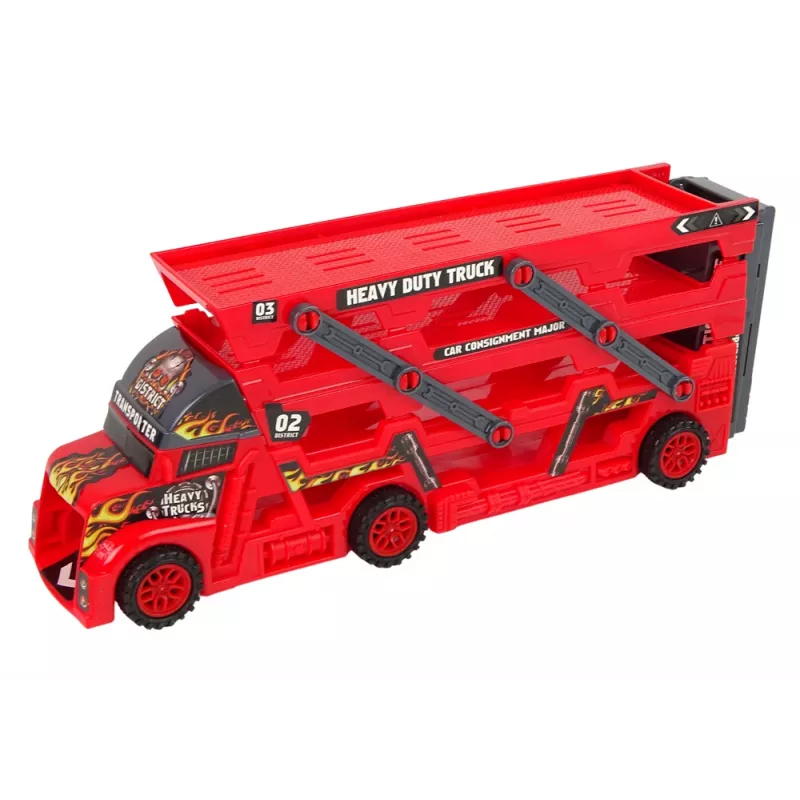 LEAN TOYS Camião Reboque Grande de 3 Andares Camião de Carga Pesada com Rampa de Lançamento de Carros Extensível