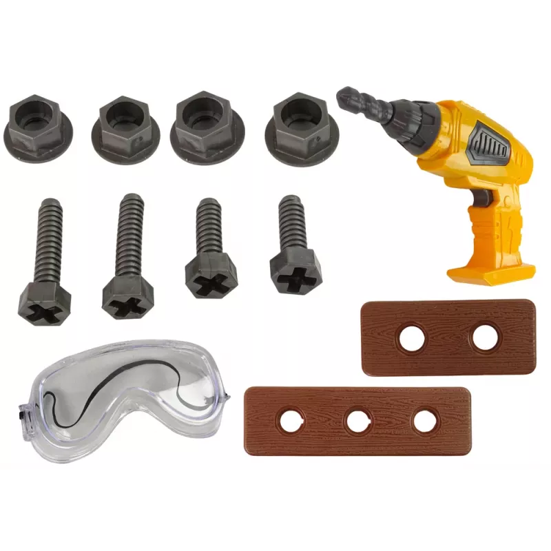 LEAN TOYS Caixa de Ferramentas DIY Grande + Berbequim com Bateria Conjunto de Artesão