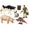 LEAN TOYS Grande Conjunto de Figuras de Animais de Quinta + Agricultor e Quinta 10 Peças