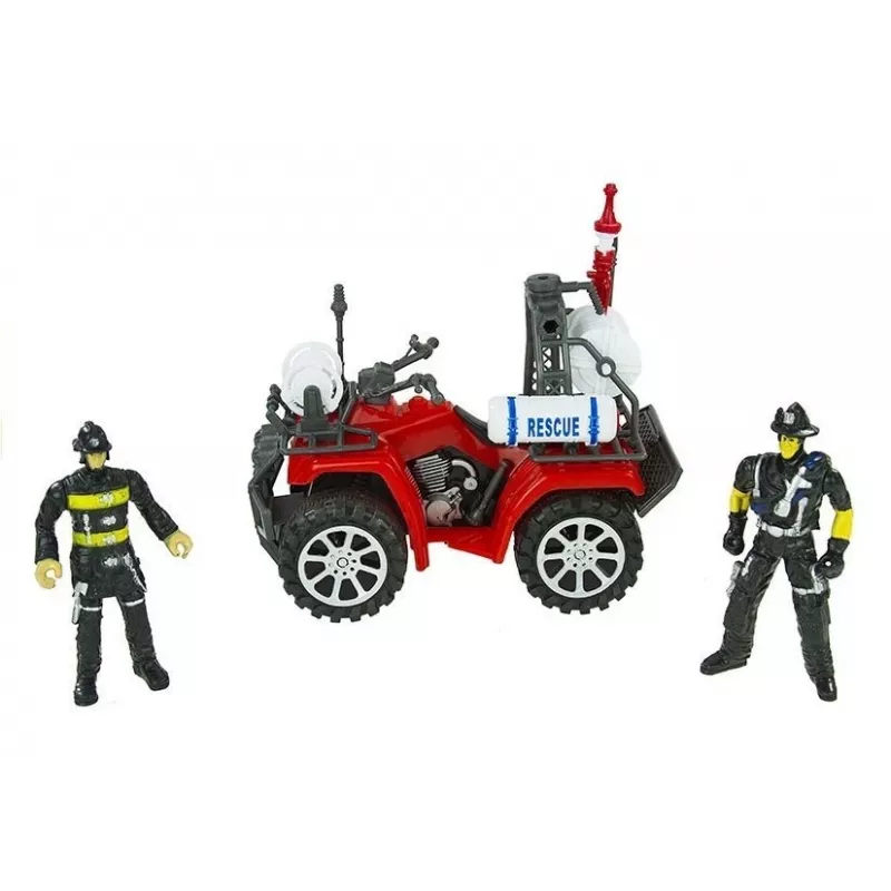 LEAN TOYS Grande conjunto de bombeiros com carro de bombeiros, figuras e capacete de quad para crianças