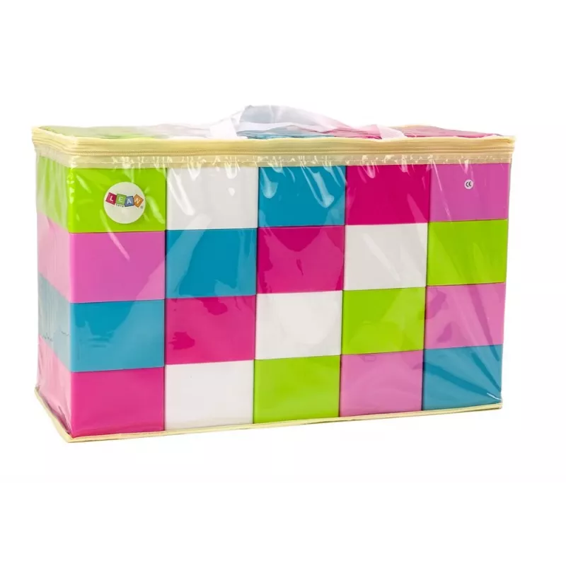 Blocos de construção grandes e alongados LEAN TOYS em saco com autocolantes coloridos – 20 peças