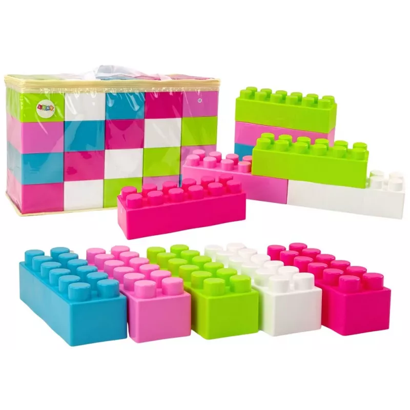 Blocos de construção grandes e alongados LEAN TOYS em saco com autocolantes coloridos – 20 peças