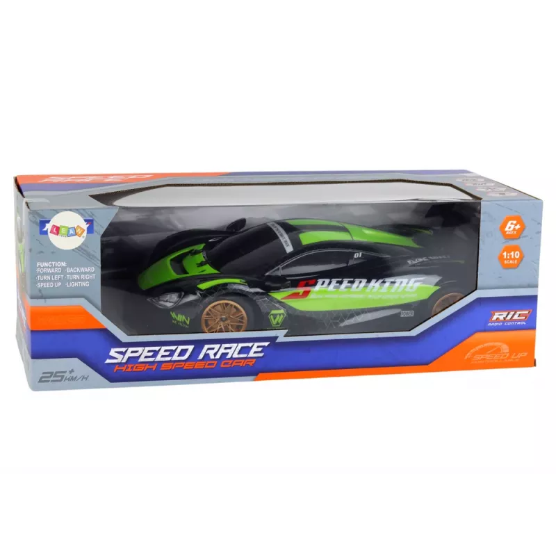 LEAN TOYS Grande carro desportivo telecomandado 1:10 verde e preto