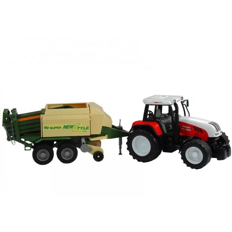 LEAN TOYS Grande trator com atrelado, máquina agrícola, 65 cm