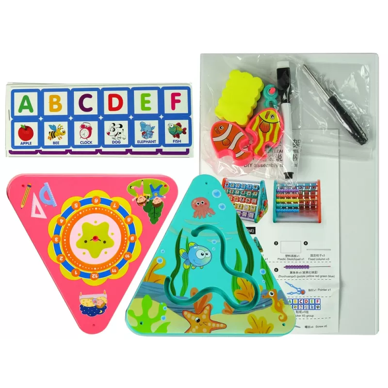 LEAN TOYS Prateleira educativa triângulo contadores letras objetos animais