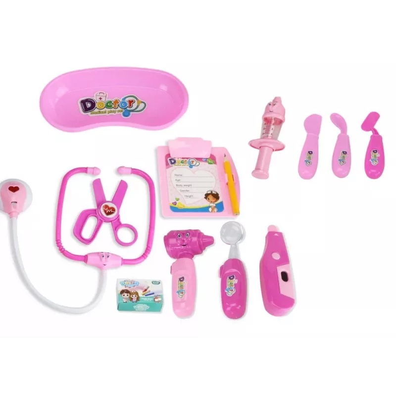 LEAN TOYS Kit Médico Pequeno Doutor em Mala com Luz e Som Rosa