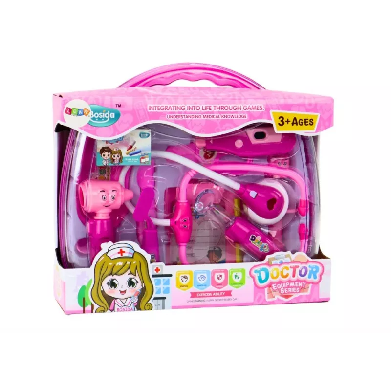 LEAN TOYS Kit Médico Pequeno Doutor em Mala com Luz e Som Rosa
