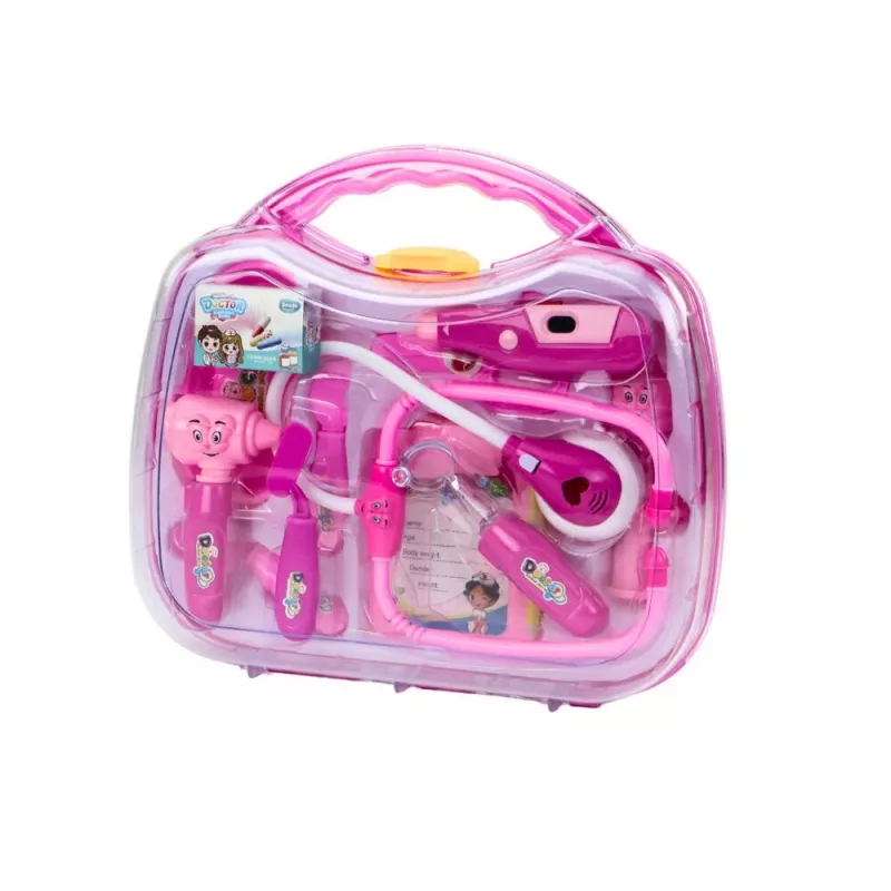 LEAN TOYS Kit Médico Pequeno Doutor em Mala com Luz e Som Rosa