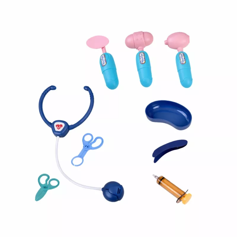 LEAN TOYS Conjunto de Médico Little Doctor's com Carrinho Médico, Raio-X, ECG e Luzes Azul 16 unid.