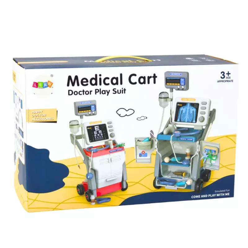 LEAN TOYS Conjunto Pequeno Médico Carrinho Médico Raio-X ECG Luzes Rosa 16 unid.