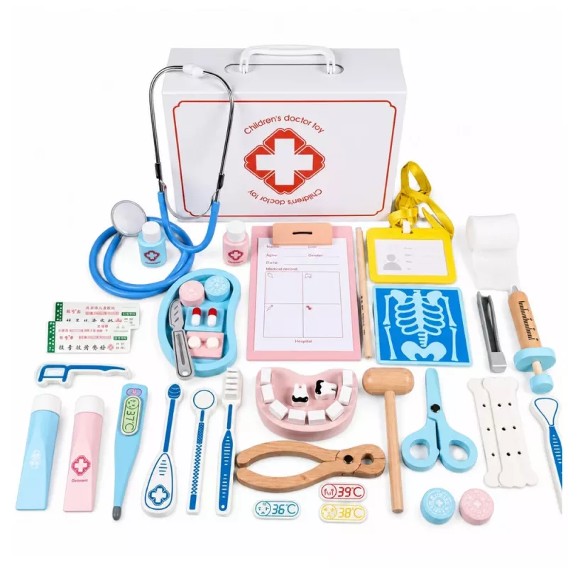 LEAN TOYS Conjunto de pequeno médico - instrumentos médicos - acessórios reais - 36 peças