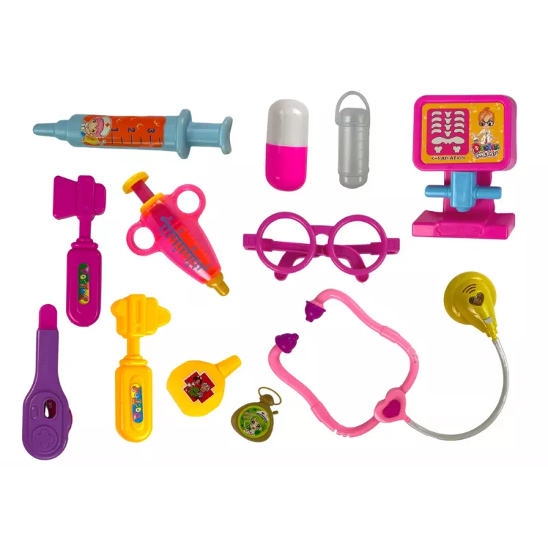 LEAN TOYS Conjunto de pequeno médico em mala rosa Estetoscópio